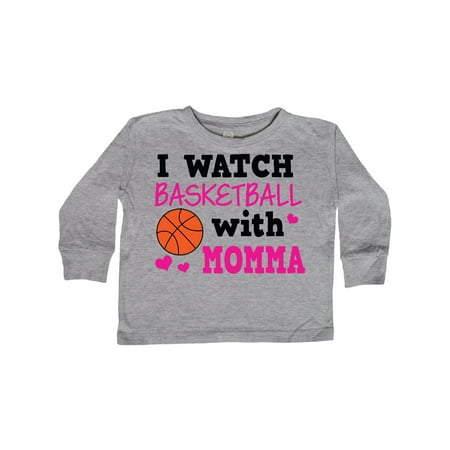 

Inktastic I Watch Basketball with Momma Gift Toddler Boy or Toddler Girl Long Sleeve T-Shirt