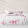 thumbnail image 5 of Manfei Girly Bow Twin Quilt Set For Kids,Pink Ribbon Bowknot Twin Coverlet Set,2-Piece, 5 of 7