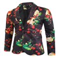 thumbnail image 4 of Fun Ugly Christmas Costumes For Men Lapel One Button Blazer Jacket Vest Pants Set Christmas Print Party 3PCS Suit Black, 4 of 7