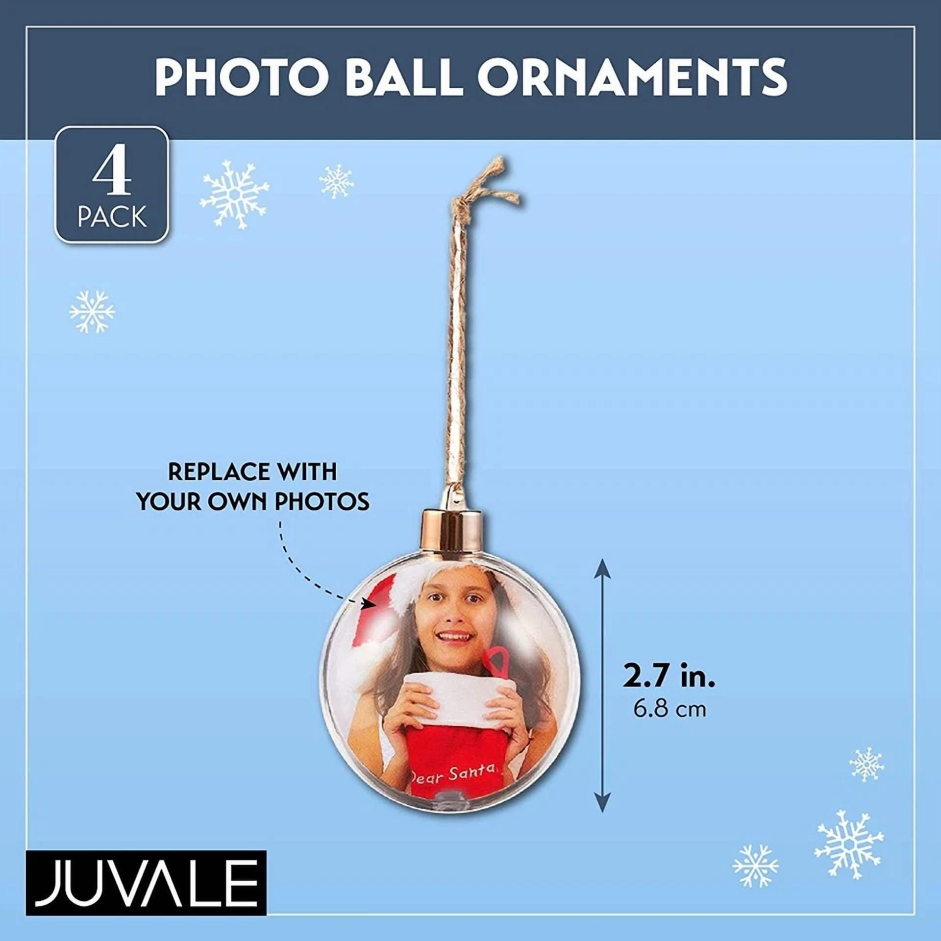 4 Pack Photo Ornaments Ball For Christmas Tree Diy Craft Hanging Tree Décor 2.7"