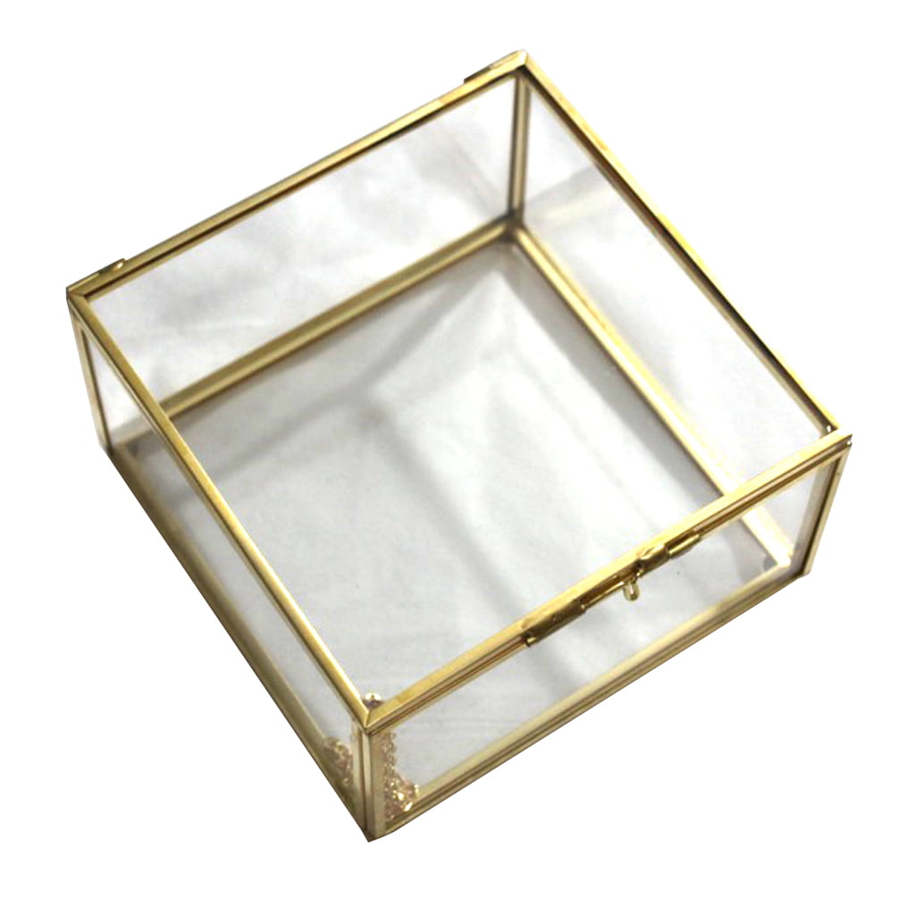 Classic Geometric Glass Clear Jewelry Box Terrarium Box Succulent Plants Box 