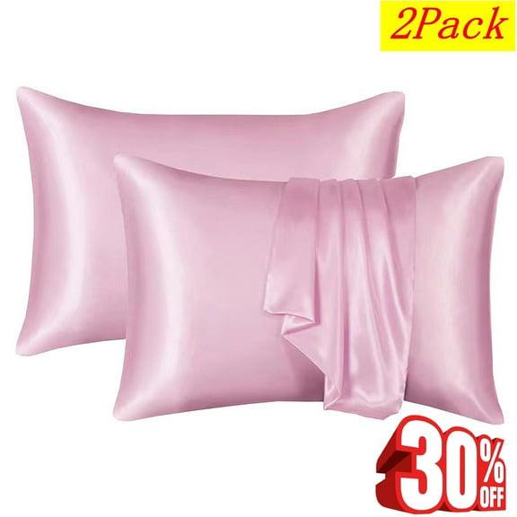 Djiypn 2 Pcs Emulation Silk Satin Pillowcase Comfortable Pillow Cover Pillowcase For Bed Throw Hair Beauty Pillow Covers