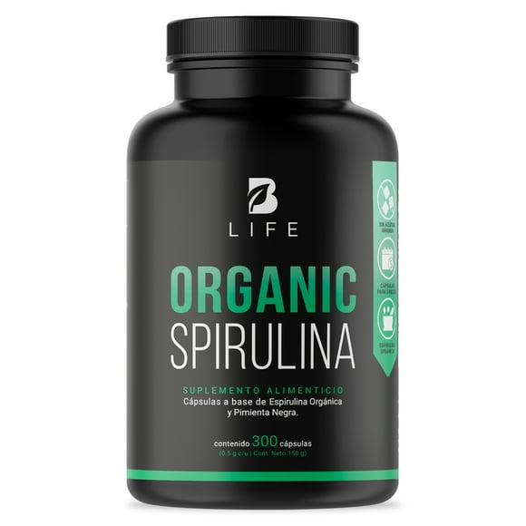 Espirulina Organica de 300c 500mg Alga Spirulina B Life BLIFE Cápsulas