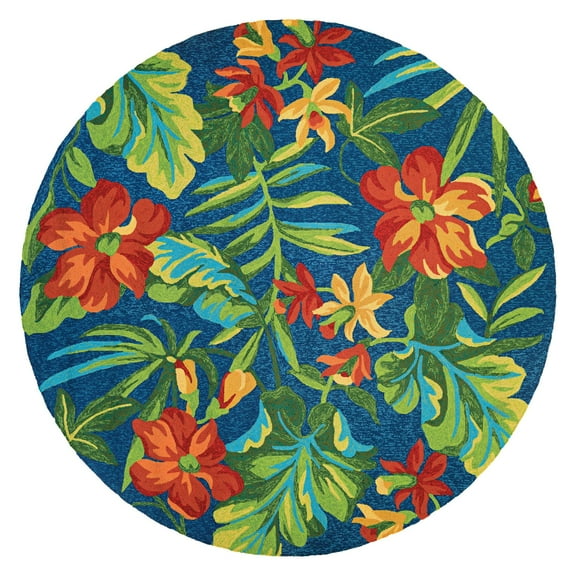 Couristan Covington Tropical Orchid, Azure-Forest Green-Red Rug