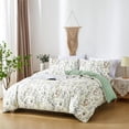 thumbnail image 2 of Boho Floral Green Reversible Duvet Cover Green Botanical Bedding Set with Colorful Flower Print Pattern Soft Microfiber Comforter Cover, 2 of 6