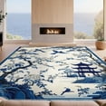 thumbnail image 2 of Design&I 8'x10' Washable Area Rug Snag-Free Chinoiserie Toile Birds Pagoda Garden Vintage Scrolling Vine for Dining Room, Large Office, Lounge, 2 of 7
