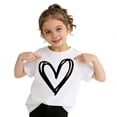 thumbnail image 4 of SGMVNU 2 Pack Girl's T Shirts Fashion Summer Short Sleeve Heart Print Graphic Tees Casual Loose Fit Basic Top, Size 7-8 Years, Pink & White, 4 of 5