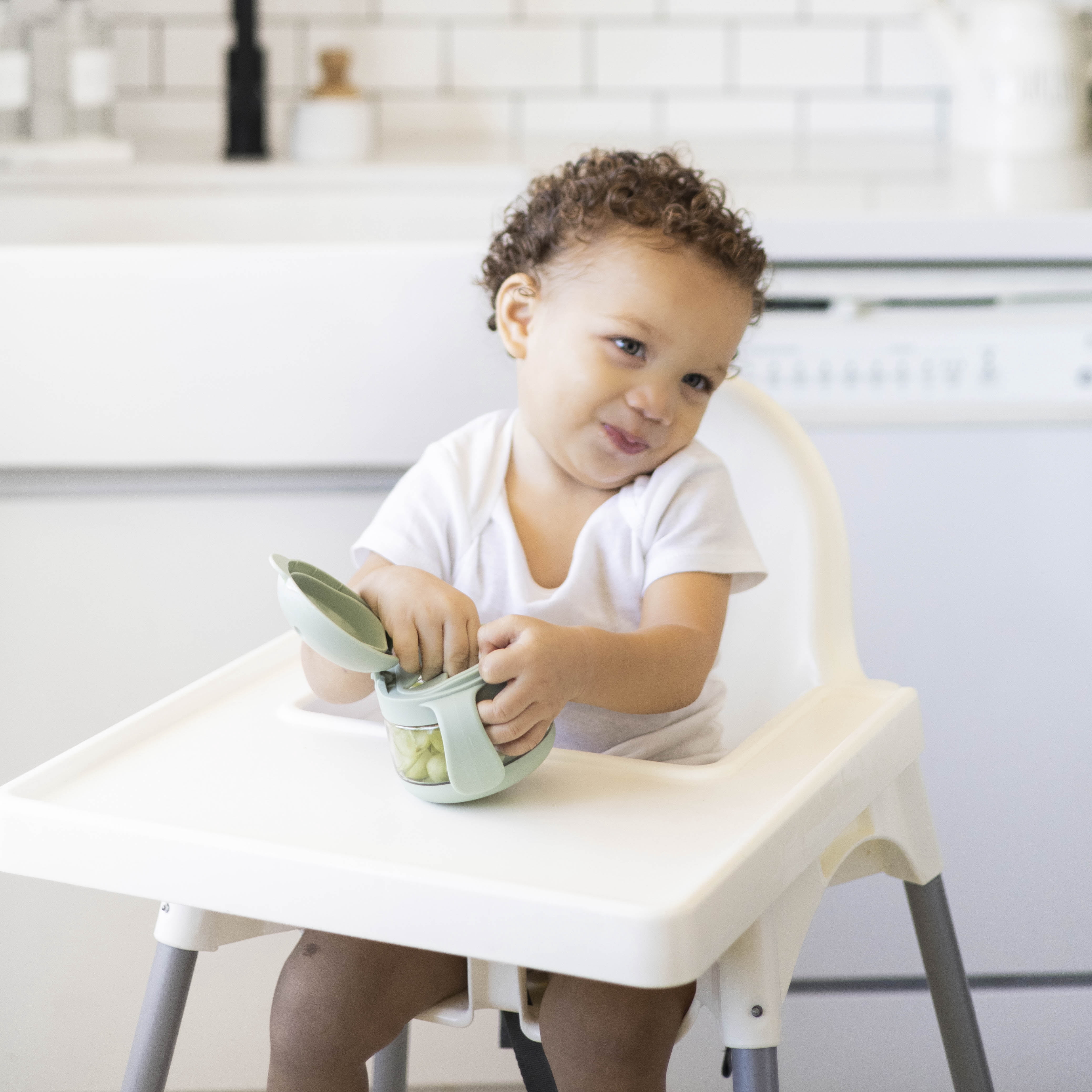 Ubbi Tweat Spill-Proof Snack Container for Toddlers & Kids, BPA-Free, Sage
