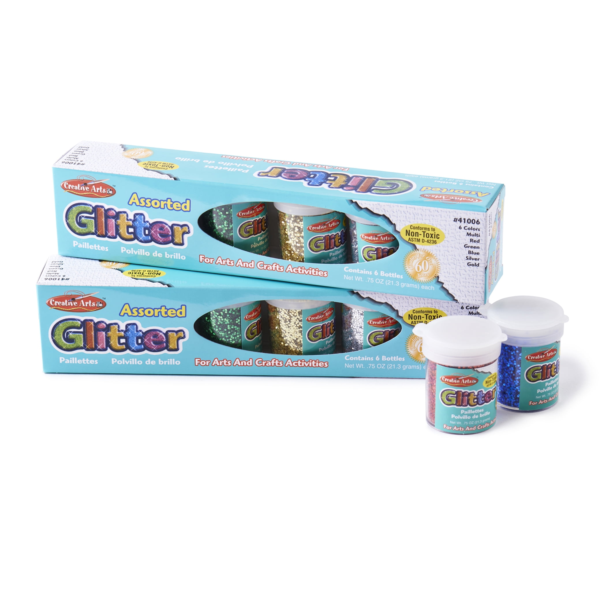 Creative Arts by Charles Leonard Glitter, Assorted Colors, Pack of 12