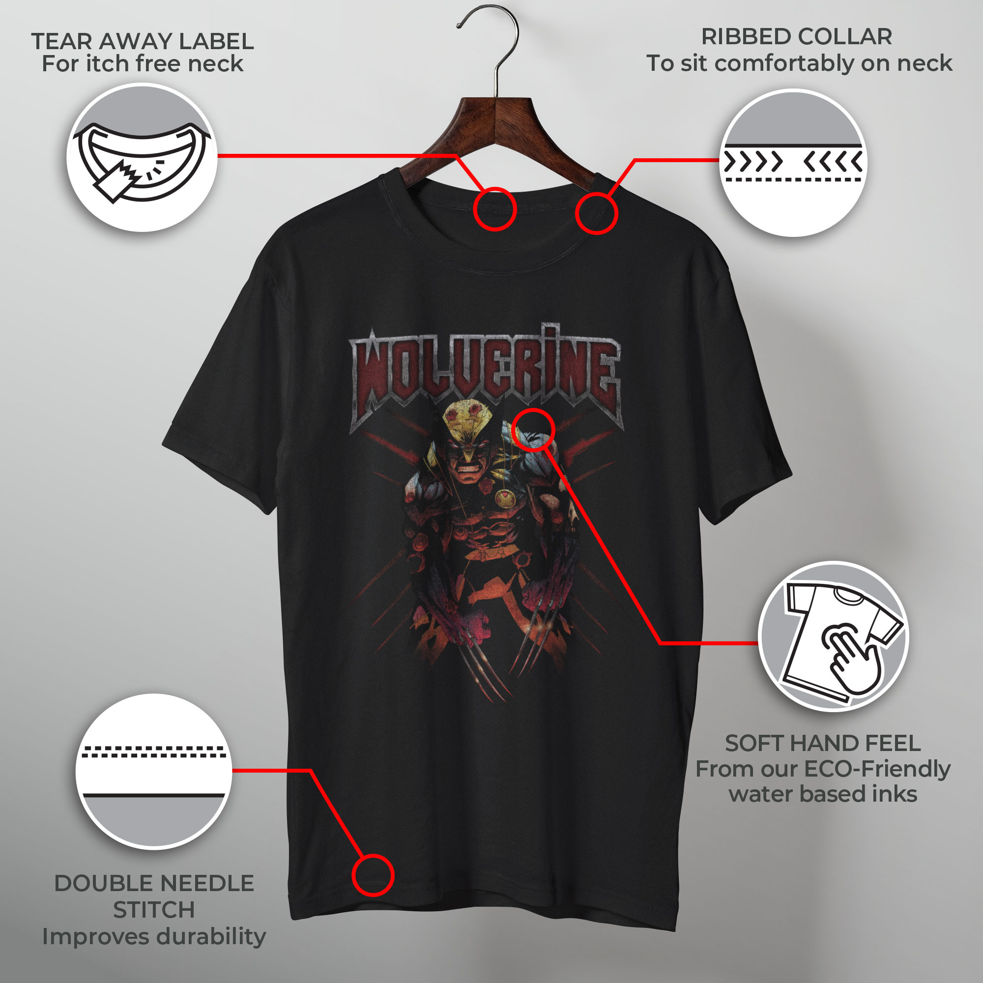 Hombre Marvel X-Men Wolverine Scratch Camiseta Gráfica Negro 4X Grande 3