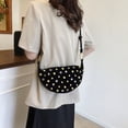 thumbnail image 3 of HUISZJ Faux Suede Rivet Shoulder Bag, Women Underarm Bag with Zipper, Studded Crossbody Bag for School Work Shopping Travel (Black), 3 of 10