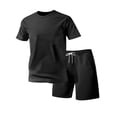 thumbnail image 2 of TKKCS Mens 2 Piece Activewear Sets- Short Sleeve Crew Neck T-Shirt and Drawstring Shorts Pullover Summer Casual Lightweight Tracksuits Outfits Black Size 2XL, 2 of 6