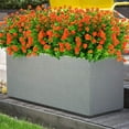 thumbnail image 2 of Outdoor Artificial Fake Flowers UV Resistant No Fade Boxwood Faux Plastic Plants for Garden Patio Porch Window Box Home Wedding Farmhouse Décor (Orange Red), 2 of 5