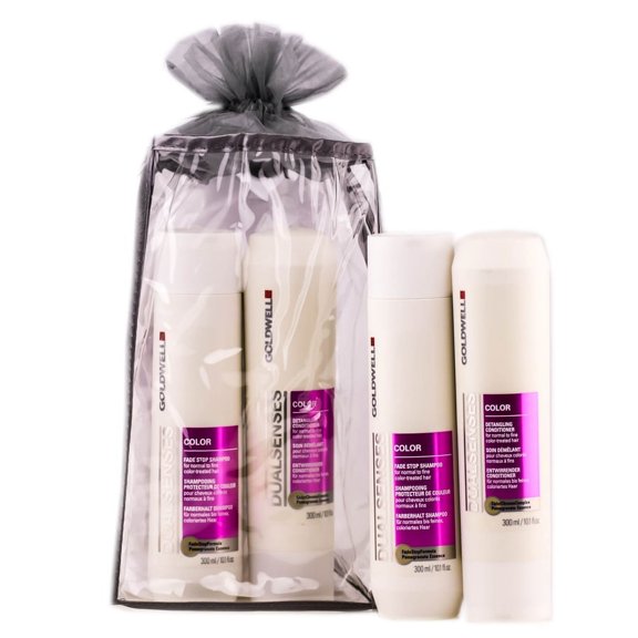 Option : DualSenses Set , Goldwell Hair Set - DualSenses Color Care, hair scalp beauty - Pack of 3 w/ Sleek 3-in-1 Comb/Brush
