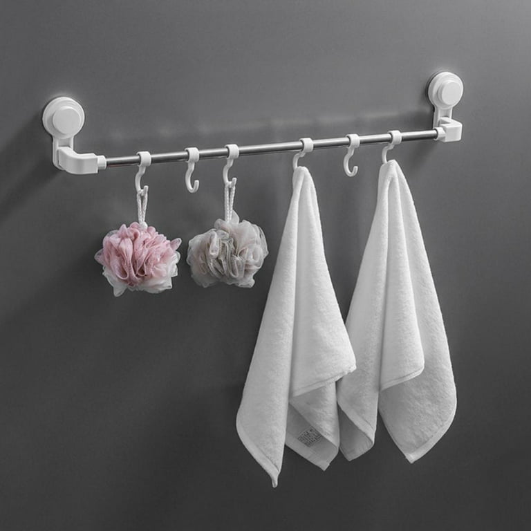 HASKO accessories Suction Cup Paper Towel Holder with Shelf and Hooks -  Wall Mount Metal Roll Organizer - Tissue Roll Hanger for Bathroom & Kitchen  