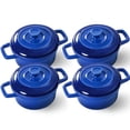 thumbnail image 2 of Lareina Mini Cocotte - 12oz Ceramic Casserole Dishes - Kitchen Casserole Sets With Handles And Lid - Small Baking Ramekins - Oven, Microwave & Dishwasher Safe - Set of 4 - Blue, 2 of 4