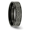 thumbnail image 3 of Auriga Fine Jewelry Titanium Black IP Laser Etched Greek Key 6mm Band for Men Size 8.5, 3 of 6