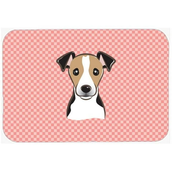 Checkerboard Pink Jack Russell Terrier Mouse Pad, Hot Pad Or Trivet, 7.75 x 9.25 In.