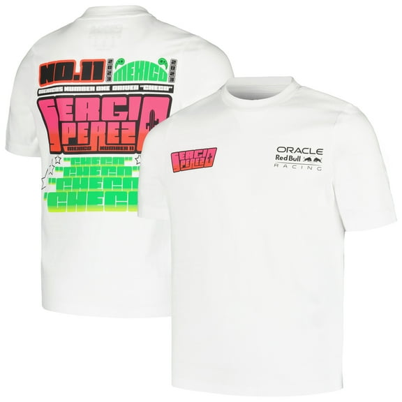 Youth Castore Sergio Perez White Red Bull Racing 2023 Mexico City Grand Prix T-Shirt
