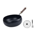 thumbnail image 3 of Wok pan chino wok con mango cómodo, sin recubrimiento, deja de salteado antiadherente de cocina general para cocina para cocina para el hogar cubierta de madera, 3 of 8