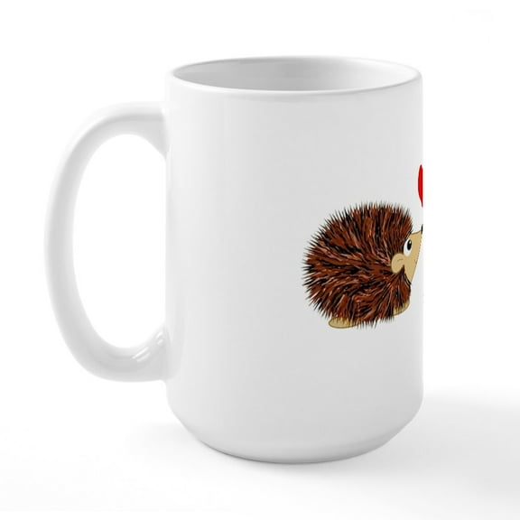 CafePress - Cuddley Hedgehog Couple Large Mug - 15 oz Ceramic Large White Novelty Mug