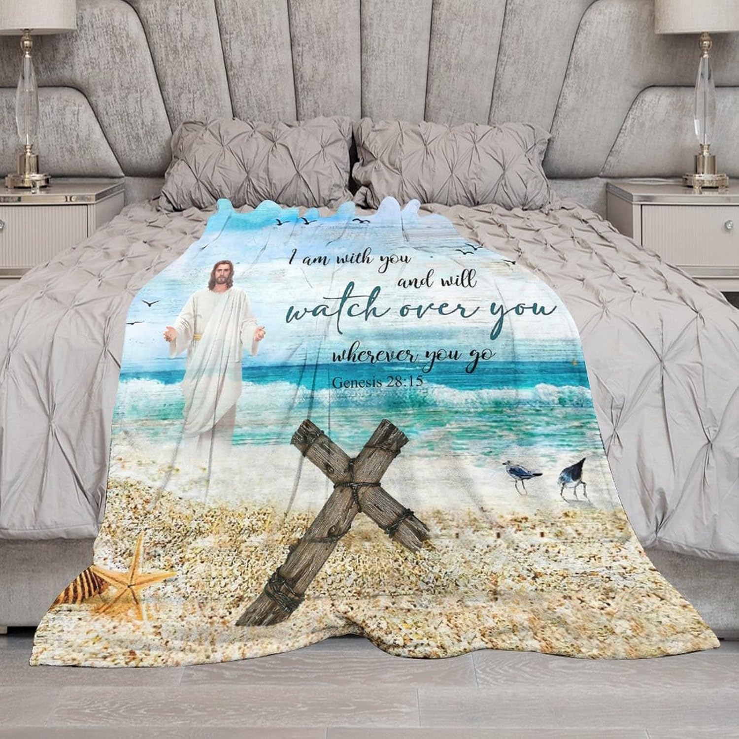 Christian Jesus Blanket Christian Gifts for Women & Men Religious Cross Throw Blanket Jesus Blanket for Kids Adults Soft Warm Cozy Fleece Blanket for Couch Sofa \u200bBed 40''''x50''''