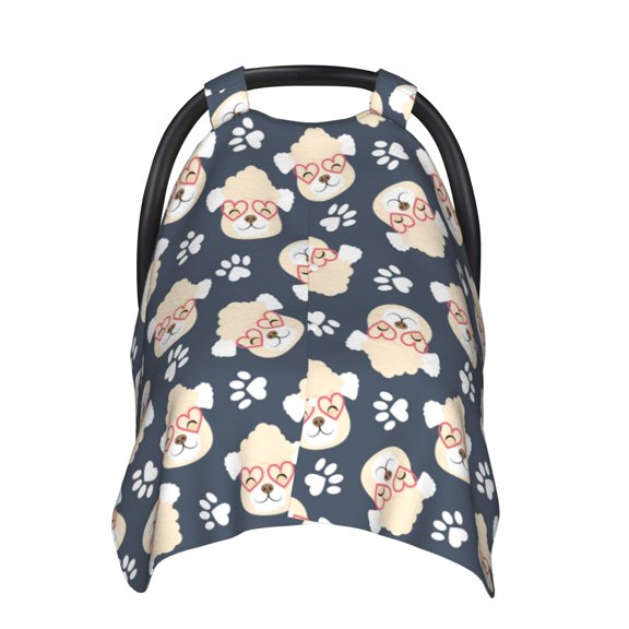 Car Seat Cover Baby - Cute Dog Love Glasses Breathable Infant Car Seat Cover for Baby Carseat, Lightweight Comfort Baby Essentials Must Haves Newborn Stuff for Girl Boy