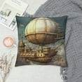 thumbnail image 2 of Shangniulu Vintage Steampunk Airship Decorative Throw Pillow Cover Square Cushion Cases Printed Pillowcase for Couch Sofa Living Room, 2 of 5