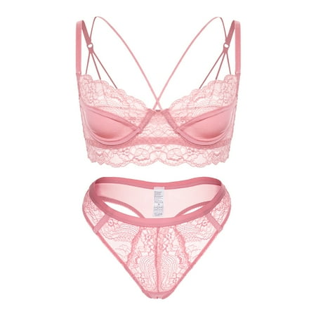 

Varsbaby Women s Unlined Underwire Bra See Through Lace Thongs