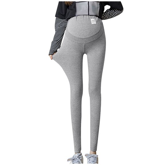 DeHolifer Women's Maternity Leggings Over The Belly High Waisted Soft Comfy Warm Pregnancy Pants Gray M