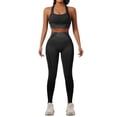 thumbnail image 2 of Women's 2 Piece Workout Set, Seamless Yoga Bra and High Waist Butt Lifting Yoga Pants, High Compression Fitness Outfit for Gym, Running, Yoga and Daily Wear-Black, 2 of 5