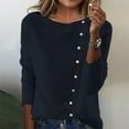 thumbnail image 2 of Womens Tops Long Sleeve Shirts Plus Size Winter Button Down Knit Sweater Soft Casual Fall Clothes for Women Tees Blouses Blue 2XL, 2 of 4