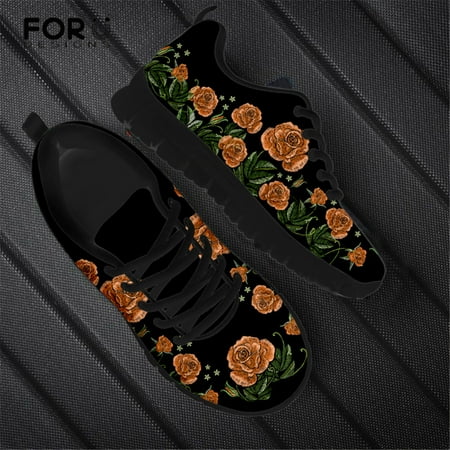 

Embroidery Rose Printed Women s Flats Shoes Casual Sneakers Air Mesh Shoes Woman Light Walking Footwear Drop Ship