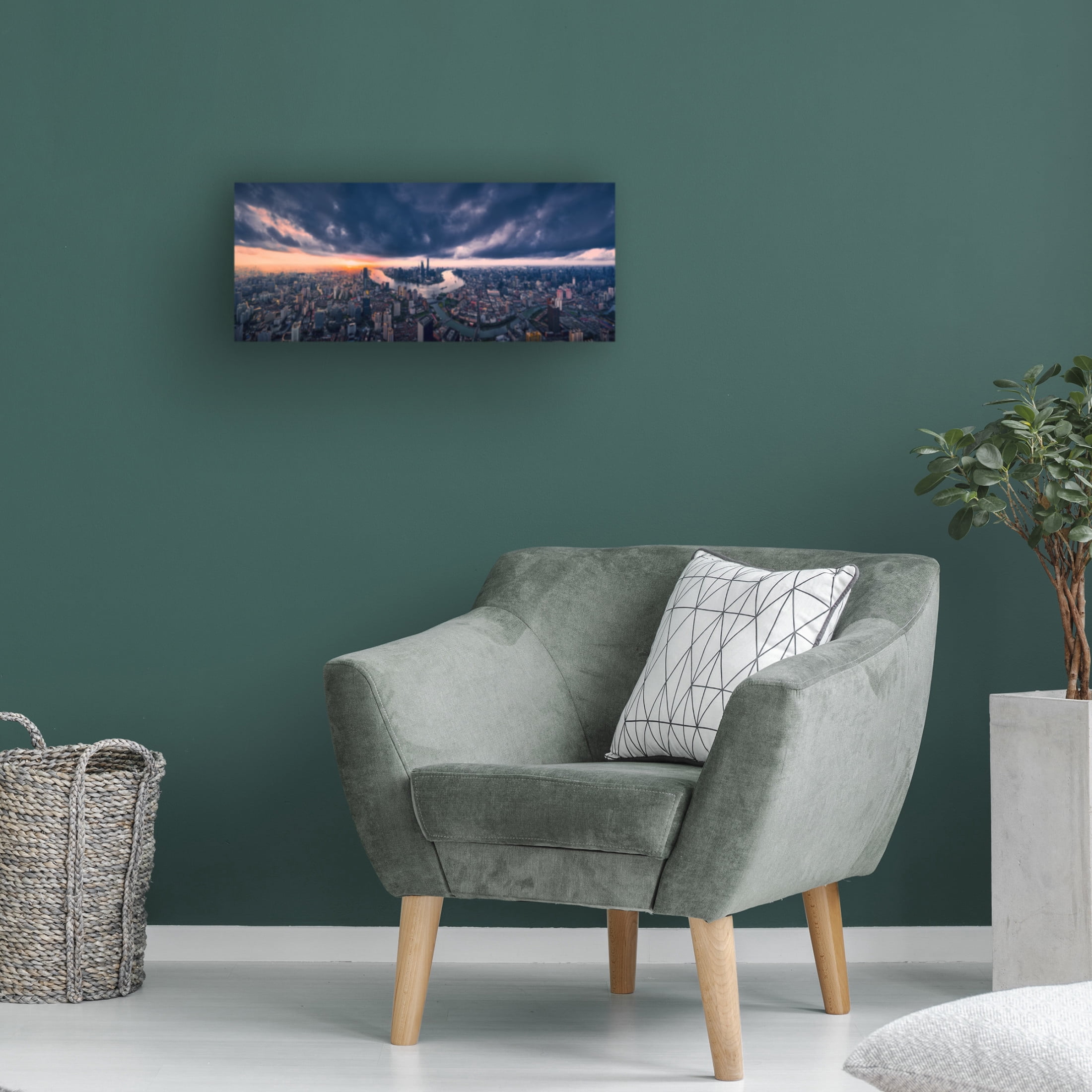 Canvas Wall Art - Vview Chen 'Shanghai In The Cloud' Wall Art for Living Room, Bedroom, or Office Décor by Trademark Fine Art - 47 x 20 Inches