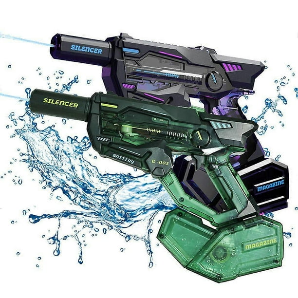 Recoil Electric Water Gun with LED Lights Muzzle Flames Squirt Gun for Outdoor Summer Pool Battle Play, Water Blaster Toy for Kids Adults