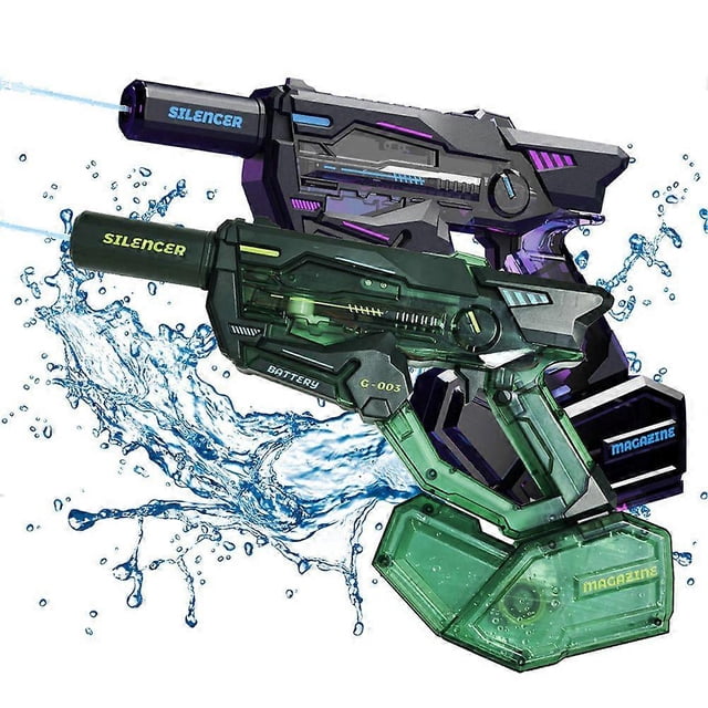 Recoil Electric Water Gun with LED Lights Muzzle Flames Squirt Gun for Outdoor Summer Pool Battle Play, Water Blaster Toy for Kids Adults