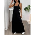 thumbnail image 3 of Black Solid Asymmetric Neck Sleeveless Wrap Maxi Dress With Built-In Bra, 3 of 8