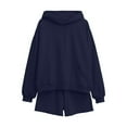 thumbnail image 3 of 2 Piece Sets For Women Women's Casual Hooded Pullover Sweatshirt and Shorts Two Piece Tracksuit Set for Fall Winter Comfort Outfit, 3 of 3