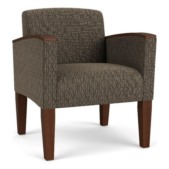 Belmont Lounge Lobby Reception Waiting Guest Chair / Walnut Wood Legs / Brown