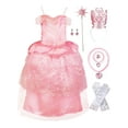 thumbnail image 3 of Girls Pink Witch Costume, Glinda 8 Pcs Dress Tiara Outfit for Kids Halloween Dress Up Party 7-8 Years, 3 of 7