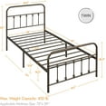 thumbnail image 2 of HLL Twin Size Victorian Style Metal Bed Frame with Headboard/Mattress Foundation/No Box Spring Needed/Under Bed Storage/Strong Slat Support Bronze, 2 of 18