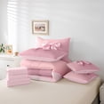 thumbnail image 6 of Manfei Cute Bow Girl Twin Bedding Sets 7-Piece,Dreamy Princess Bedding Comforter Set Microfiber,Kawaii Ribbon Bow Knot Breathable Sheet Sets,Luxury Bedroom Decor,Reversible, 6 of 8
