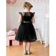 thumbnail image 7 of Arshiner Toddler Dress Girls Summer Ruffle Sleeve Mesh A Line Formal Party Tulle Dresses with Pockets Black, 7 of 7