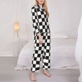 thumbnail image 4 of Bingfone Womens Pajama Sets Black And White Checkerboard Print,Long Sleeve Loungewear Pajamas Set-X-Large, 4 of 9