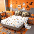 thumbnail image 3 of Homewish Dark Halloween Wizard Skeleton 7pcs Queen Bedding,Crow Pumpkin Print Bedding Comforter Set Queen,Tan Black Orange,Halloween Reversible, 3 of 8