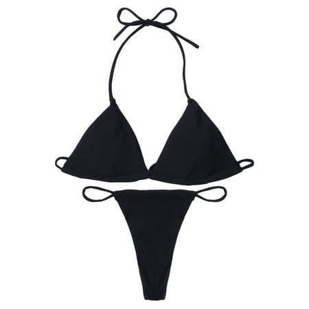 Yiiciovy 2022 Sexy Lace Up Thong Bikini Set Women Swimwear Bandage Push Up Padded Swimsuit Summer Beach Bathing Suit Brazilian
