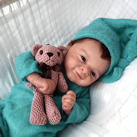 iCradle Adorable Real Looking Reborn Baby Doll 18 inch 45cm Lifelike Soft Cloth Body Finished Real Life Newborn Baby Doll Realistic Reborn Baby Doll Toy Gift for Kids Ages 3 