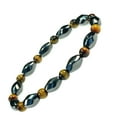 thumbnail image 4 of Purple Whale Hematite and Tiger Eye Gemstone Healing Bracelet, 7 inches, 4 of 8