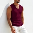 thumbnail image 5 of Ecqkame Mens Tank Tops Knitted Pit Stripe Slim Fit Textured Vest V-Neck Sleeveless Casual Lightweight Breathable Daily Versatile Tops Wine Free Size, 5 of 7