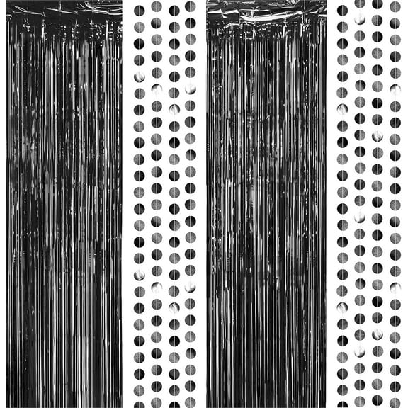 Cheerland Halloween Party Streamers, Fringe and Circle Dot, Black, 6Pcs